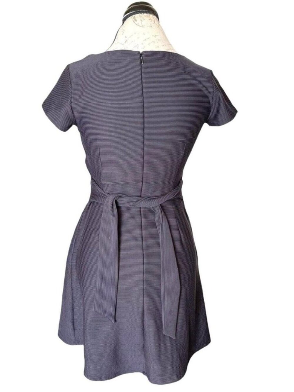 Dress Gray Mini Flared Textured